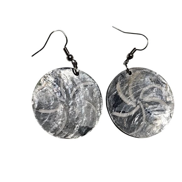 Elegant Black White Swirl Pattern Drop Earrings Statement Fashion Jewelry Women - Picture 3 of 4